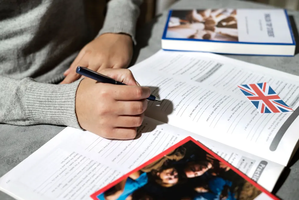 Applicant completing UK visa documents